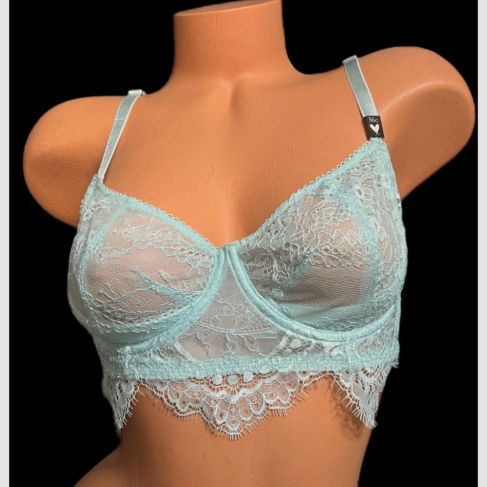 Victorias Secret Dream Angels Push Up without the padding uplift lace bra mint
